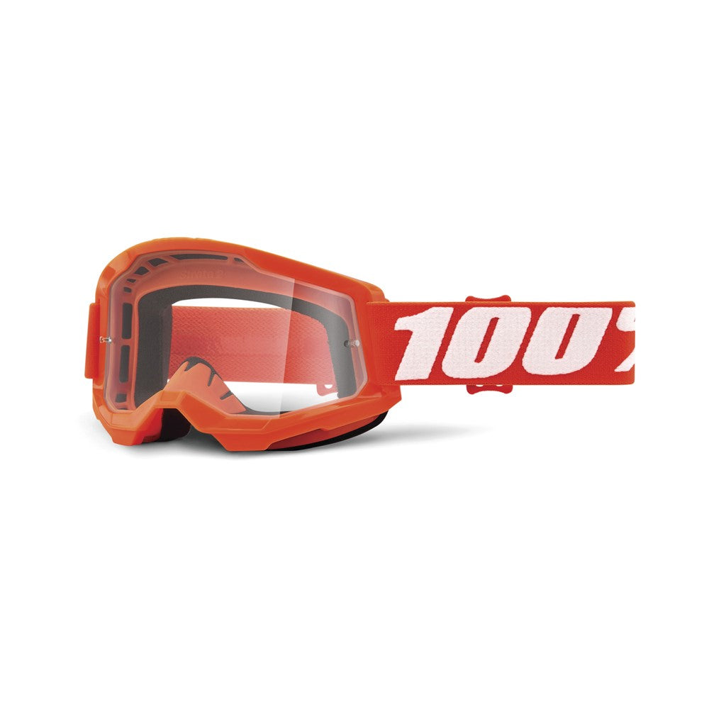 100% Strata 2 Adult MX Goggles - Orange - Clear Lens