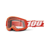100% Strata 2 Adult MX Goggles - Orange - Clear Lens