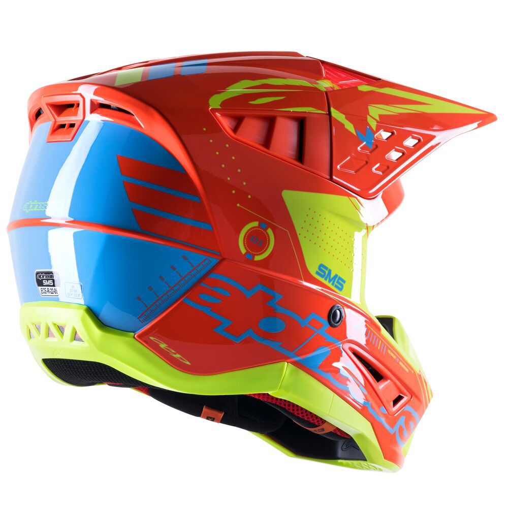 Alpinestars S-M5 Adult MX Helmet - Action Orange Fluro/Cyan/Yellow