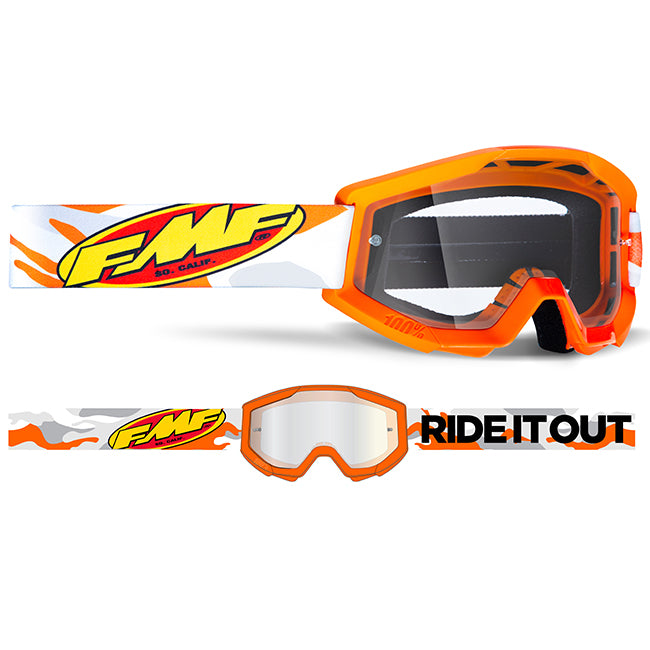 FMF Powercore Youth MX Goggles - Assault Grey - Clear Lens