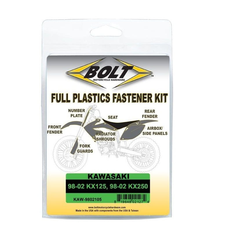 BOLT Plastics Fastener Bolt Kit - Kawasaki KX125 KX250 98-02
