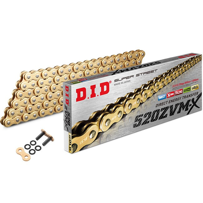DID 520ZVM-X Gold X-Ring Chain - 520 x 106 Link - Rivet Link