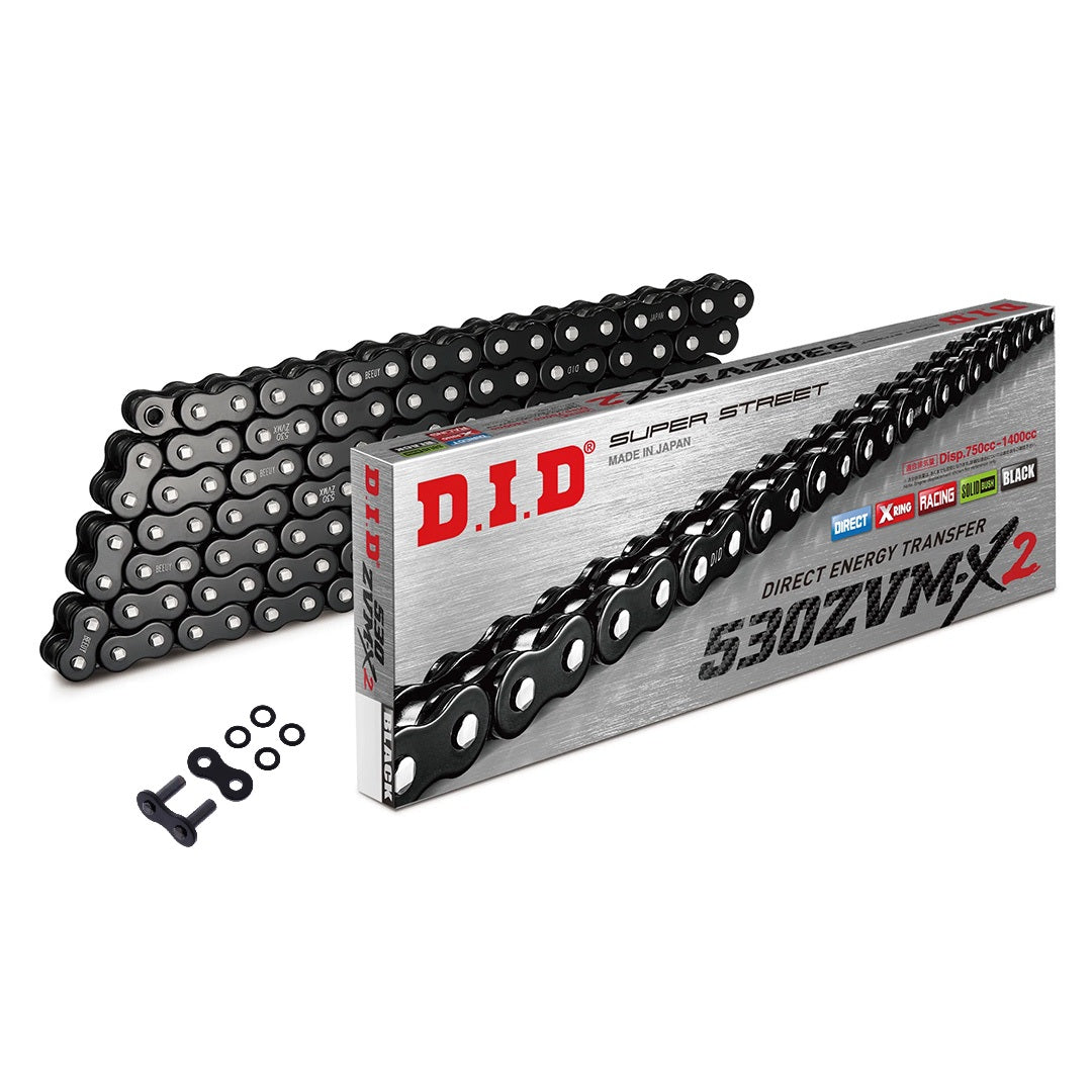 DID 530ZVM-X2 Super Street Black X-Ring Chain - 530 x 120 Link - Rivet Link