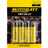 Motobatt AA (LR6) 1.5 Alkaline Battery 4 per Card (10Box)