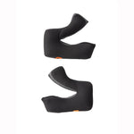 Two black protective gear covers on a white background