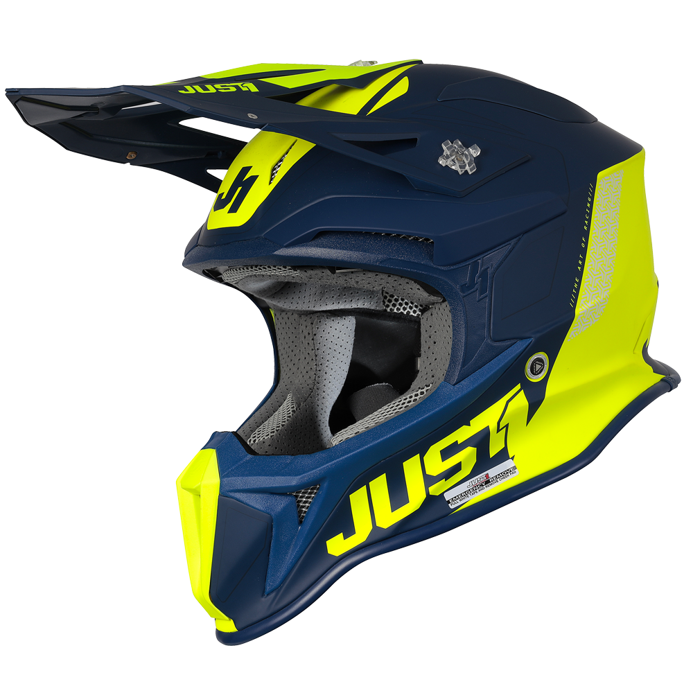 Just1 J18 Adult MIPS MX Helmet - Pulsar Matt Fluo Yellow/Blue