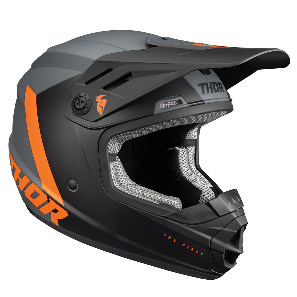 Thor Youth Sector MX Helmets - Chev Charcoal Orange