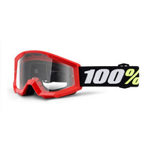 Load image into Gallery viewer, 100% Strata Mini Moto Goggle Red - Clear Lens