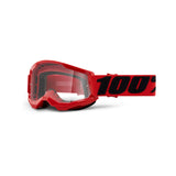 100% Strata 2 Youth Goggles - Red - Clear Lens