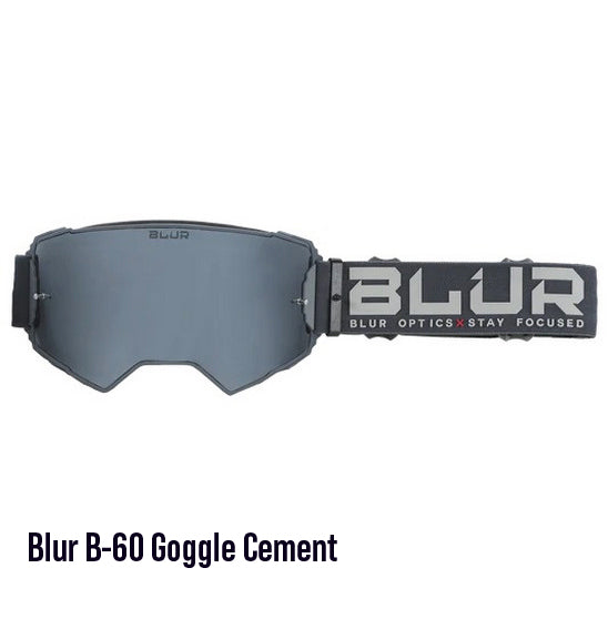 Blur B-60 Adult MX Goggle - Cement Matt Grey - Silver Lens