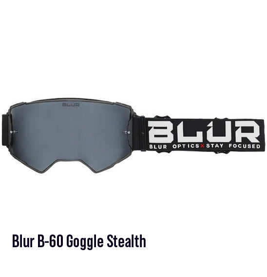 Blur B-60 Adult MX Goggle - Stealth Matt Black - Silver Lens