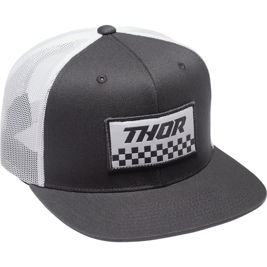 Thor Checkers Trucker Grey White Snapback Hat - ONE SIZE