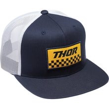 Load image into Gallery viewer, Thor Checkers Trucker Snapback Hat - NAVY / WHITE ONE SIZE