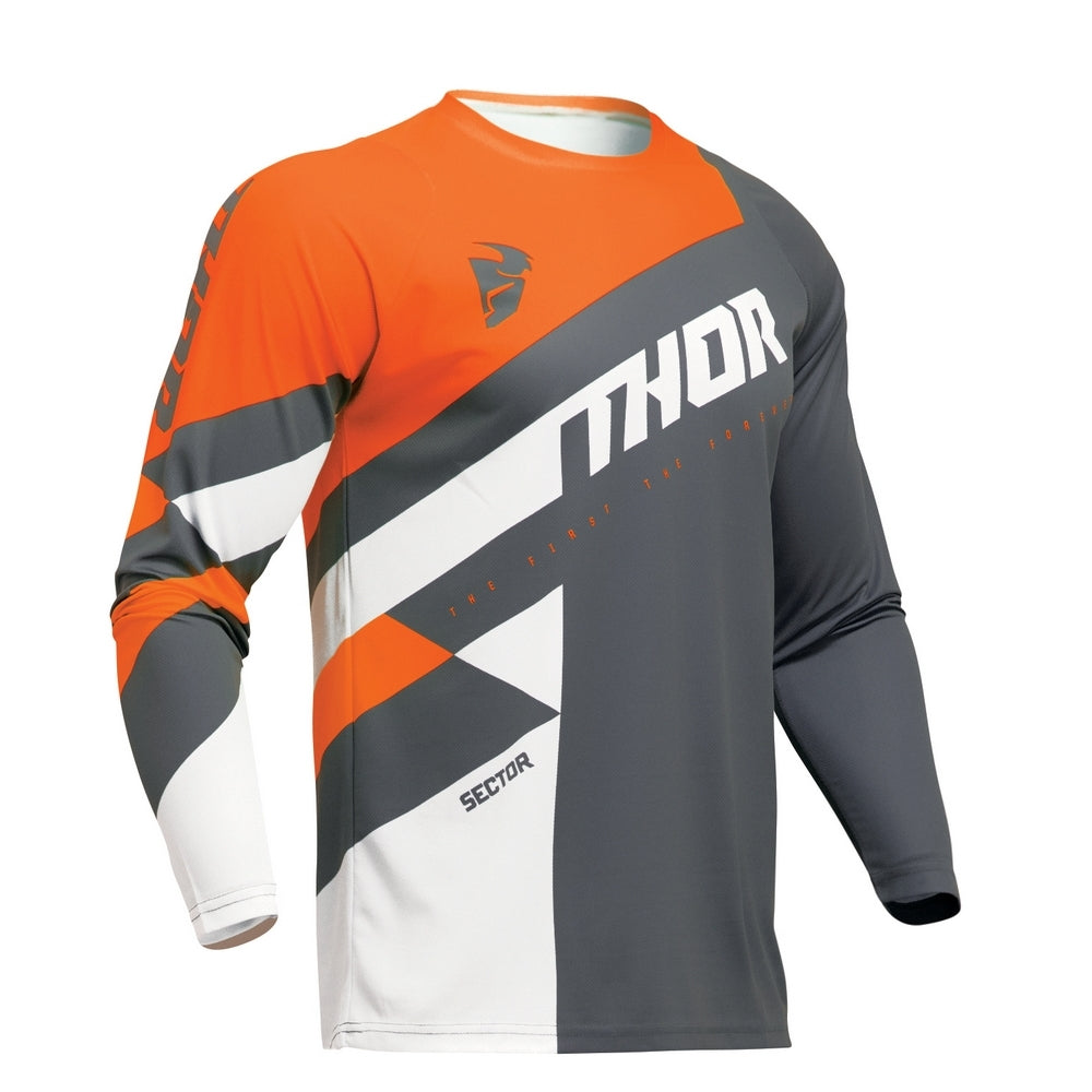 Thor Sector Youth MX Jersey - Checker Charcoal/Orange