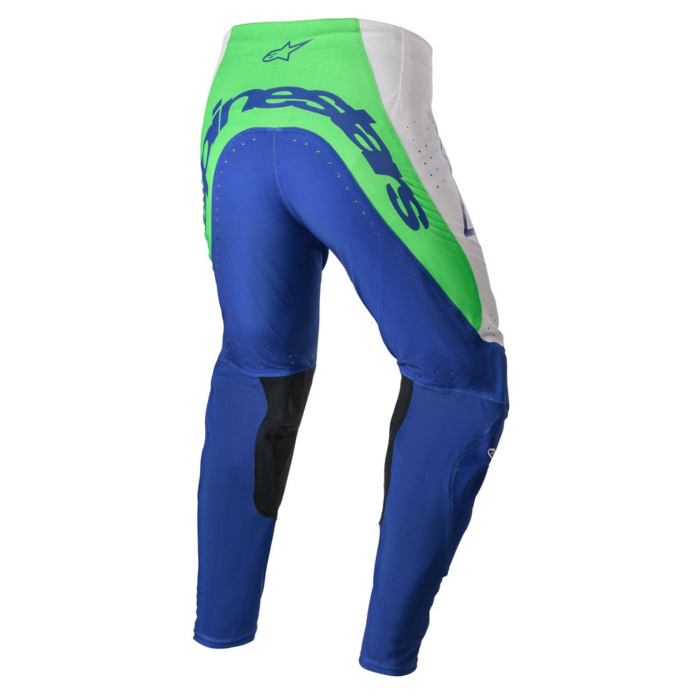 Alpinestars Supertech Risen Adult MX Pants - Blue Ray/White/Green Fluoro
