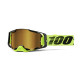 100% Armega MX Goggles - Neon Yellow - Mirror Gold Lens