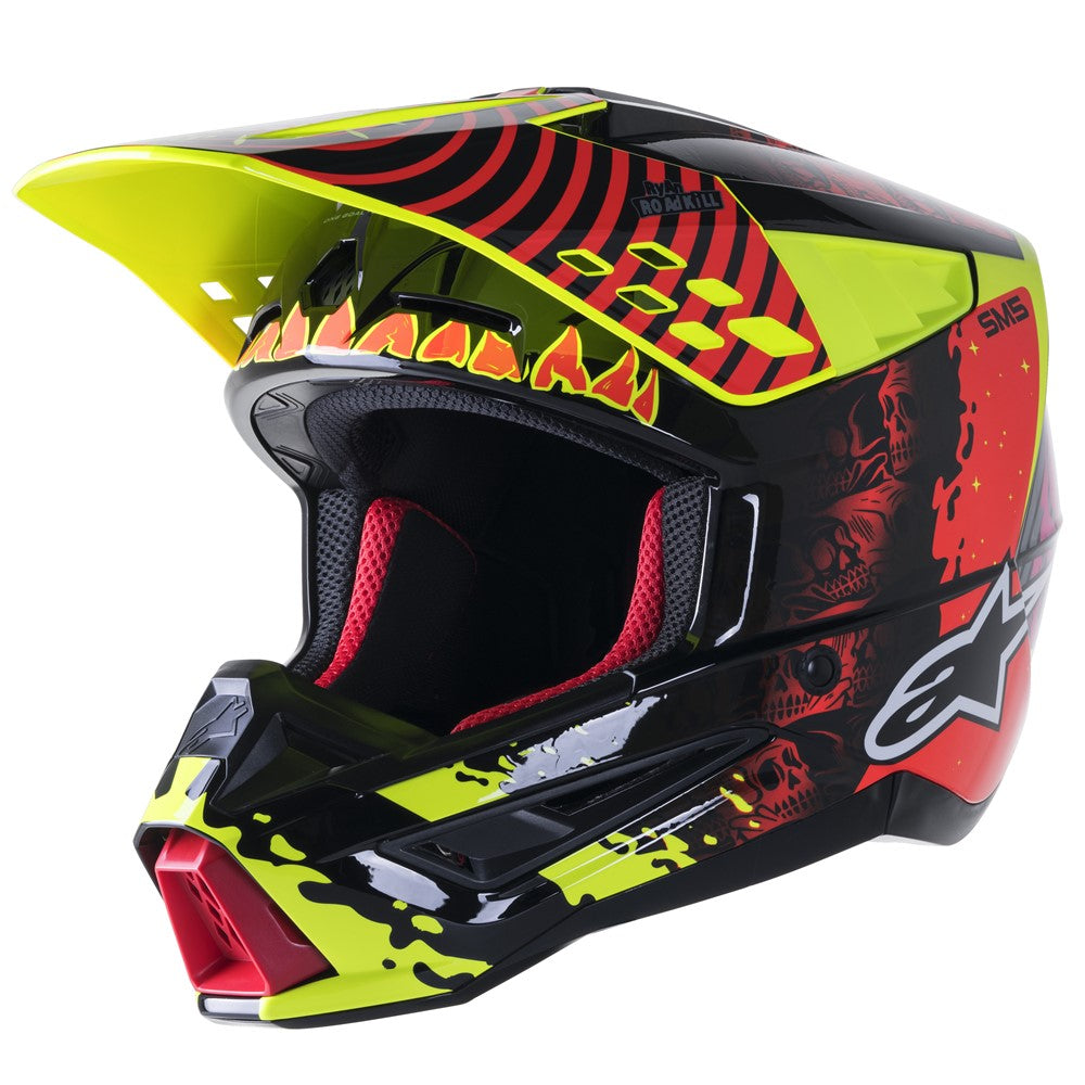 Alpinestars S-M5 Solar Flare Adult MX Helmet - Black/Red Fluoro/Yellow Fluoro