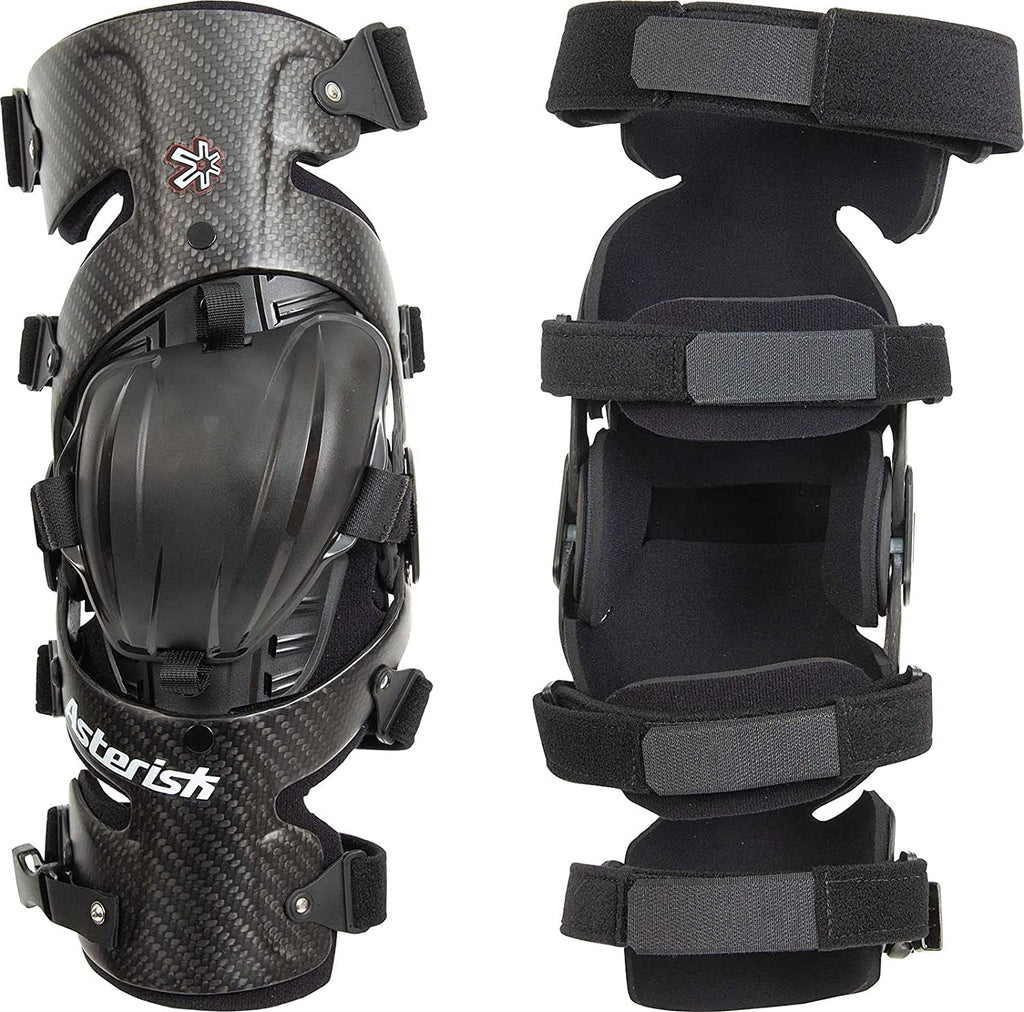 KNEE BRACE ASTERISK CARBON CELL LARGE PAIR FOR DIRTBIKE RIDERS