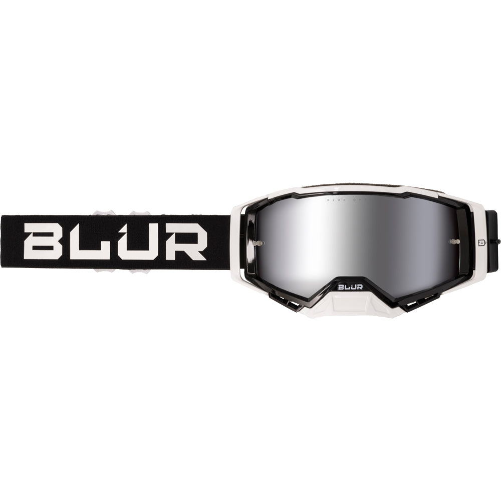 Blur Adult B-40 MX Goggles - Black/White - Silver Lens