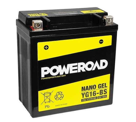 Poweroad : YTX16-BS - YG16-BS : Nano Gel Motorcycle Battery