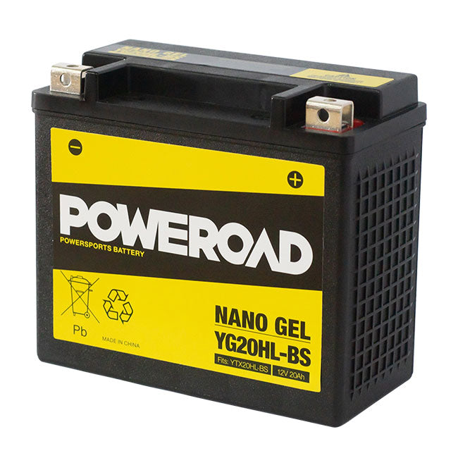 Poweroad : CYG20HL-BS - YTX20HL-BS : Nano Gel Motorcycle Battery