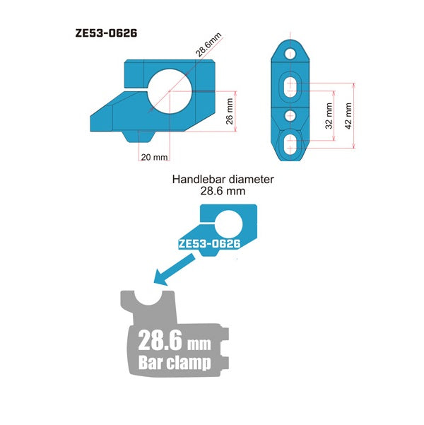 Zeta 26mm Handlebar Riser - Fat Bar to Fat Bar - 20mm Offset