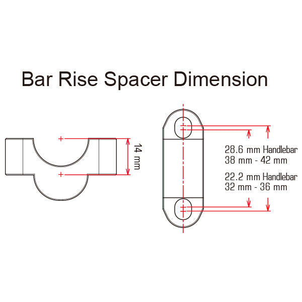 Zeta 14mm Handlebar Riser - Fat Bar To Fat Bar