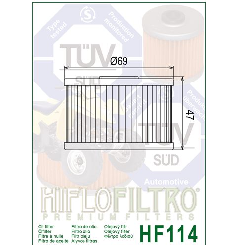 Hiflo : HF114 : Honda Pioneer TRX : Oil Filter