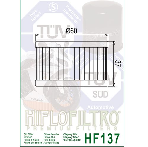 Hiflo : HF137 : Suzuki DR650 : Oil Filter