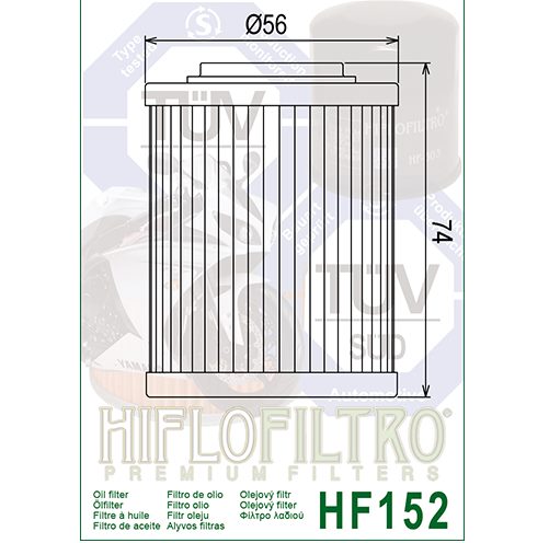 Hiflo : HF152 : Aprilia Can-am CFMoto : Oil Filter
