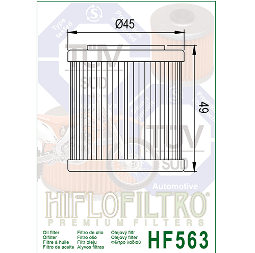 Hiflo : HF563 : Aprilia Husqvarna : Oil Filter