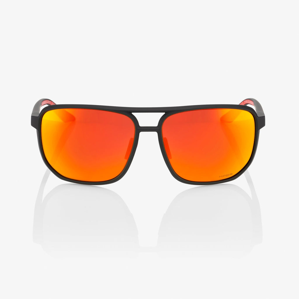 100% Konnor Soft Tact Black Sunglasses - HiPER Red Multilayer Mirror Lens