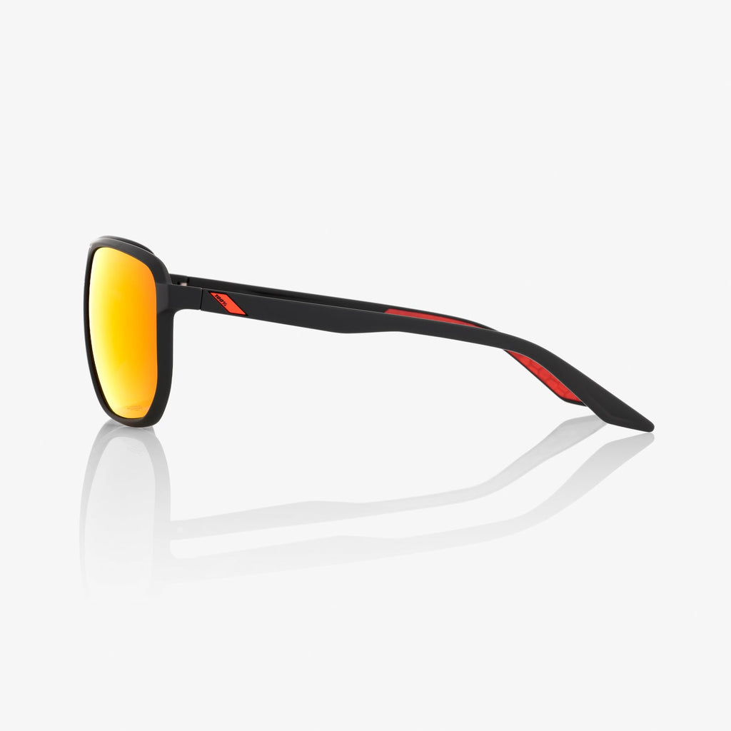 100% Konnor Soft Tact Black Sunglasses - HiPER Red Multilayer Mirror Lens