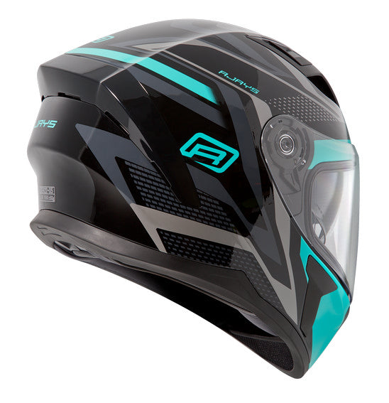 Rjays Apex III Helmet Ignite Black Aqua Motozone