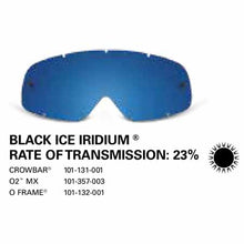 Load image into Gallery viewer, SAMPLE PICTURE - Oakley MX Black Ice Iridium lens - for Crowbar (OA-101-131-001), for 02 MX (OA-101-357-003) and for O-Frame (OA-101-132-001) goggles - have a 23% rate of transmission