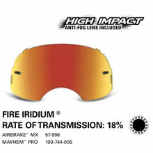 Load image into Gallery viewer, SAMPLE PICTURE - Oakley MX Fire Iridium High Impact lens - for Airbrake (OA-57-996) and for Mayhem Pro (OA-100-744-005) goggles - have an 18% rate of transmission