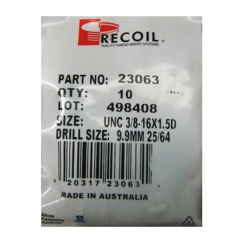 Recoil 3/8 x 16 x 1.5D UNC Thread Repair Inserts - Packaging