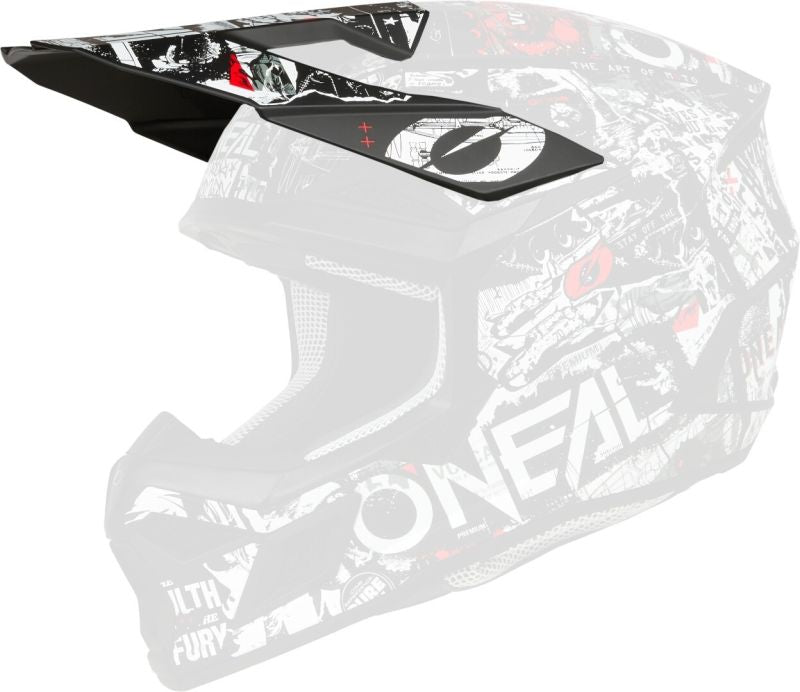 Oneal 3SRS Replacement Adult Helmet Peak - Attack Matte Black White