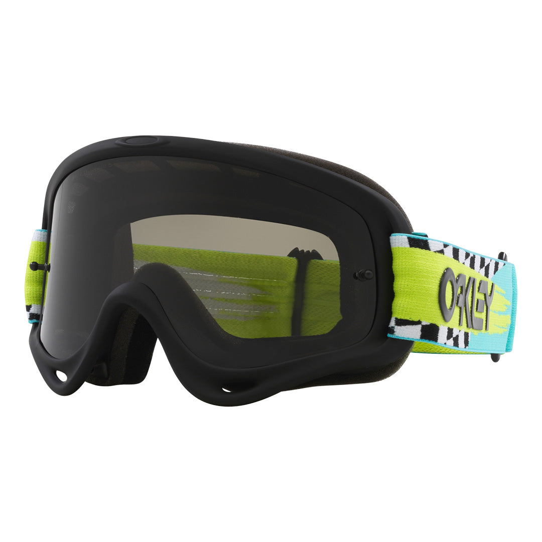 Oakley O-Frame Adult MX Goggles - Teal Checks - Dark Grey Lens