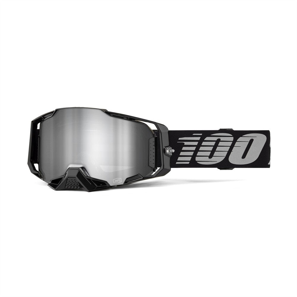 100% Armega Adult MX Goggles - Black - Silver Mirror Lens