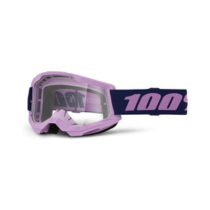 100% Strata 2 Adult MX Goggles - Purple - Clear Lens