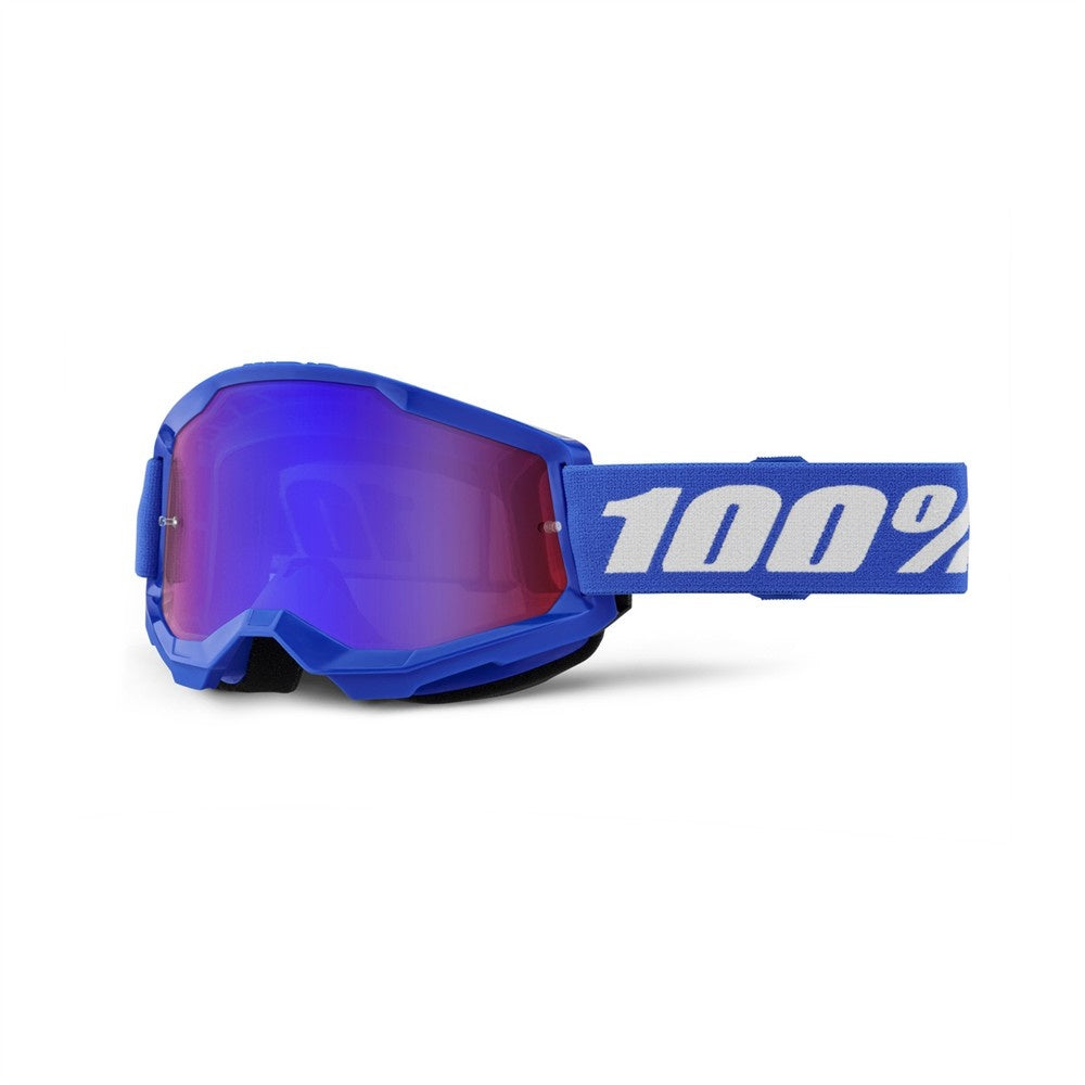 100% Strata 2 Adult MX Goggles - Blue - Red / Blue Mirror Lens