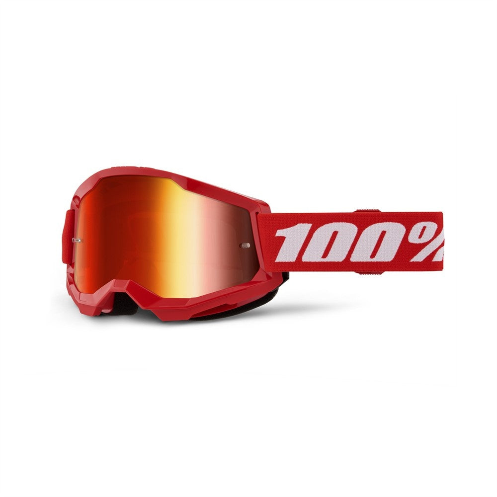 100% Strata 2 Adult MX Goggles - Red - Red Mirror Lens