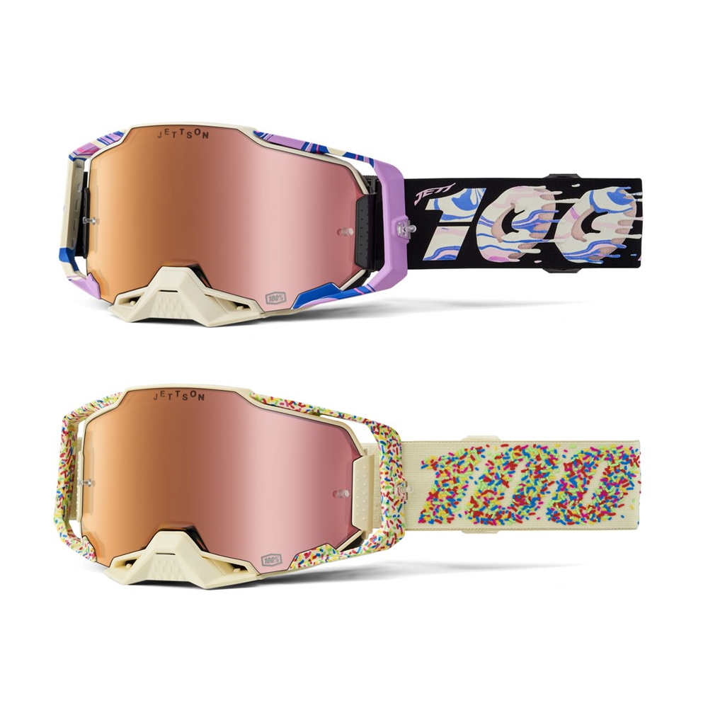 100% Armega Jett Lawrence LE Donut MX Goggles 2 Pack