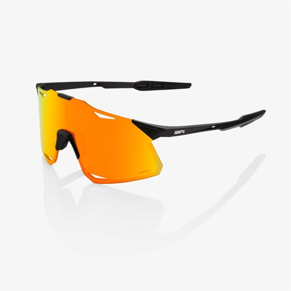100% Hypercraft Matte Black Sunglasses - HiPER Red Mirror Lens
