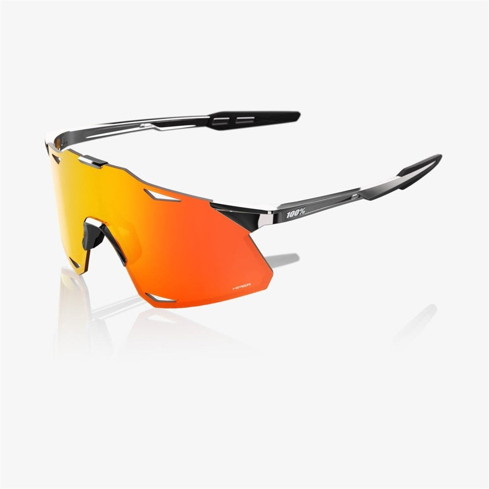 100% Hypercraft Black Chrome Sunglasses - HiPER Red Mirror Lens