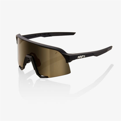100% S3 Soft Tact Black Sunglasses - Soft Gold Mirror Lens