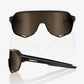100% S2 Matte Black Sunglasses - Soft Gold Mirror Lens