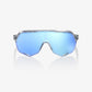 100% S2 Polished Translucent Clear Sunglasses - HiPER Blue Mirror Lens