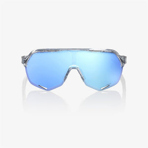 100% S2 Polished Translucent Clear Sunglasses - HiPER Blue Mirror Lens